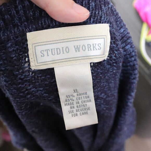 Vintage | 1990's Cotton Zip Up Long Sleeve Sweater XL - Picture 6 of 7